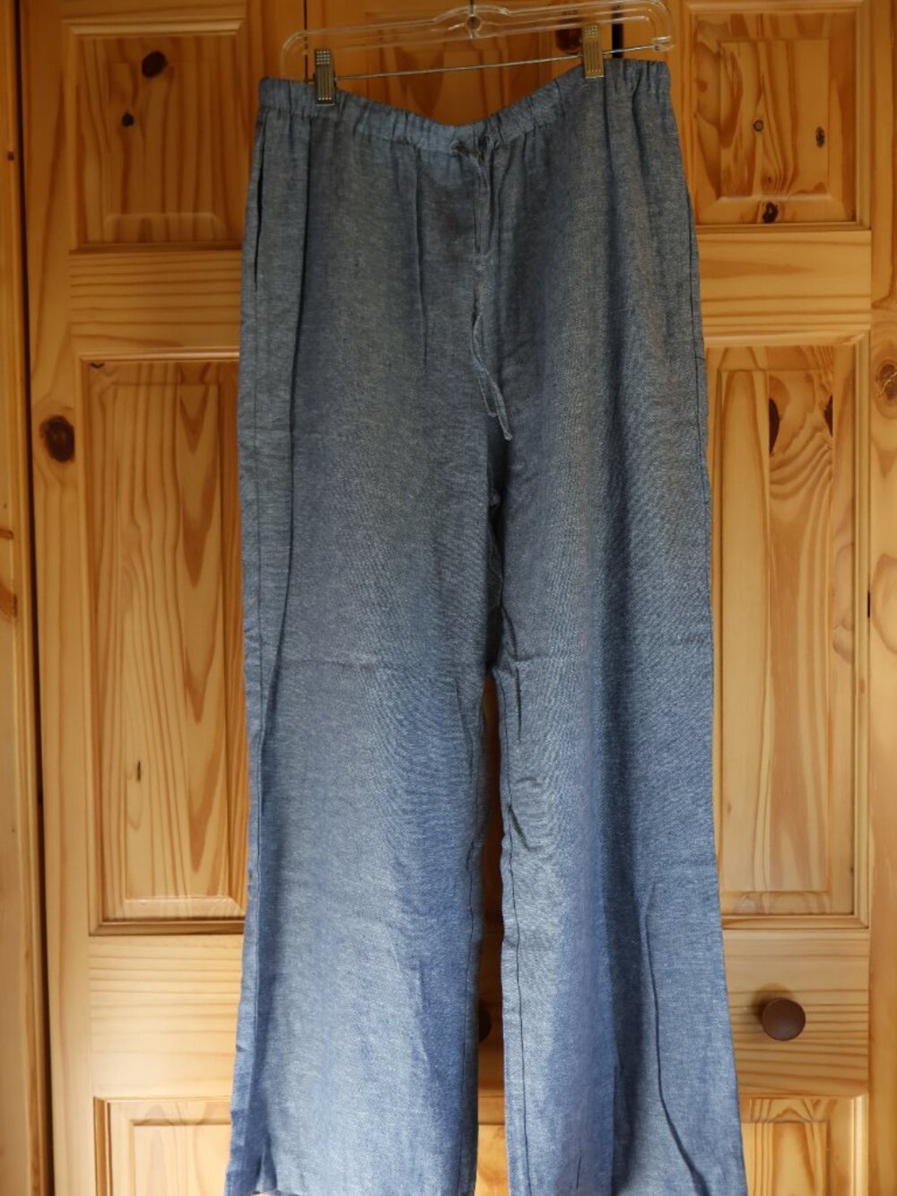 NWT Rachel Zoe Linen Blend Wide Leg Drawstring Pants Women's Large Blue - Picture 2 of 5
